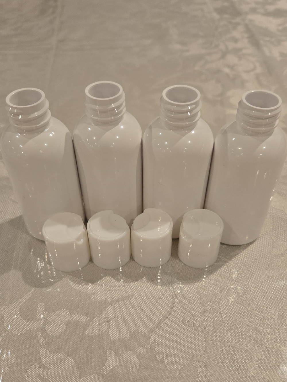 4 Travel Apothecary Bottles with Caps 2oz Each Empty